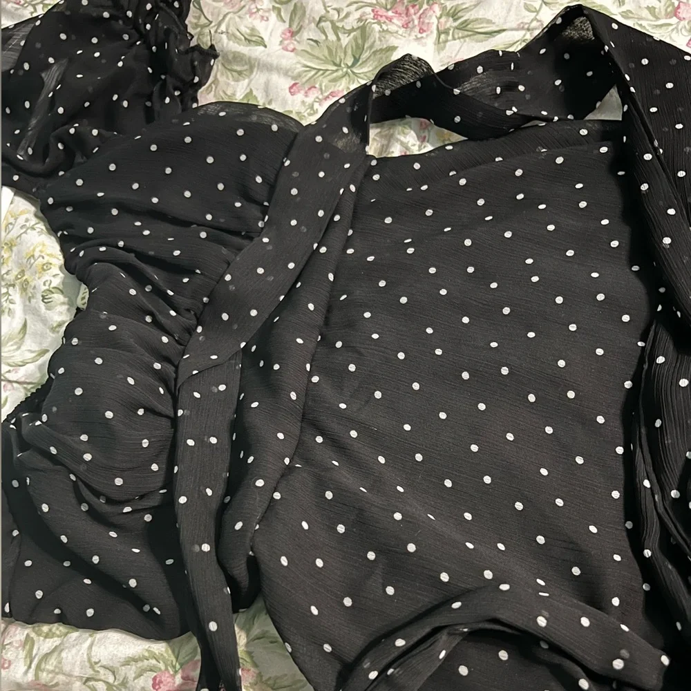 Elegant Black Polka Dot Dress - Picture 3 of 5